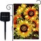 Fall Sunflower Garden Flag with Lights- Solar LED Burlap- Sunflower Yard Autumn Flags Banner 12x18 Double Sided for Garden Patio Lawn Yard Outside Outdoor Decoration Farmhouse